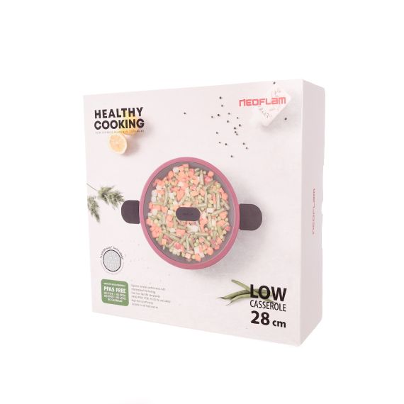 Жаровня со стеклянной крышкой для индукционных плит Ortus Magenta 28 см, Neoflam, изображение 2