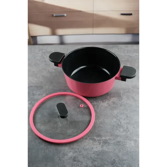Кастрюля со стеклянной крышкой для индукционных плит Ortus Magenta 2,3 л, 20 см, Neoflam, изображение 3